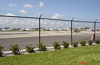 Chain link fencing at an airport